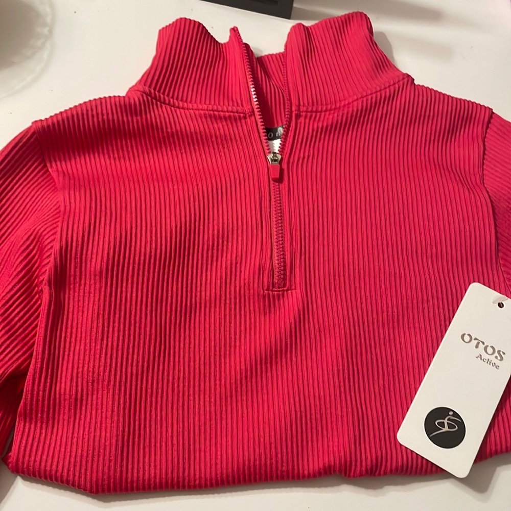 OTOS active mid zip up long sleeve tummy tuck top